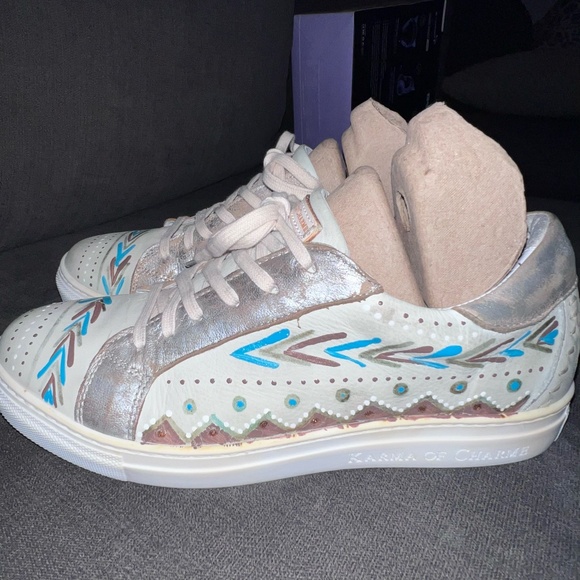 Karma of Charme Sundance Naïf Hand Painted Leather Sneakers - Sz 38 (8.0-8.5) - Picture 2 of 16